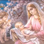 Jesus and Virgin Mary Image angel beside